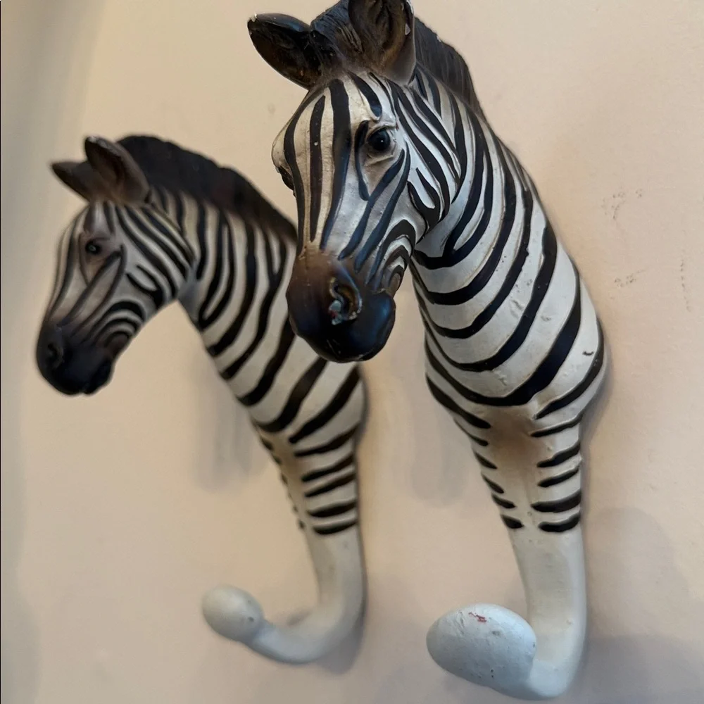 Zebra Head Wall Hooks - Black and White